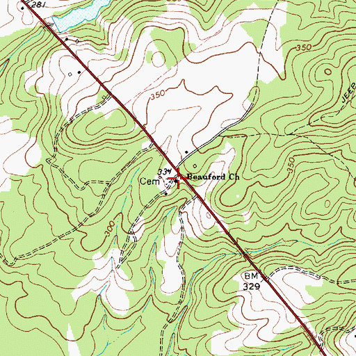 Topographic Map of Beauford Baptist Church, SC
