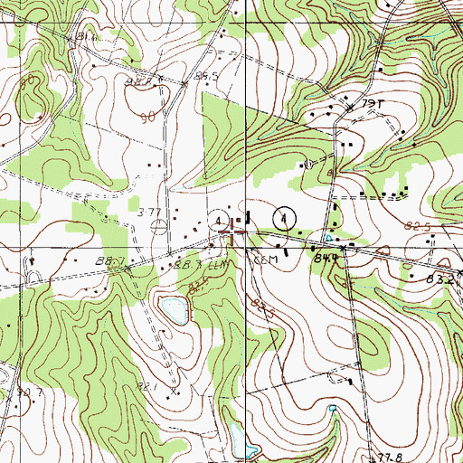 Topographic Map of Beauty Hill Baptist Church, SC