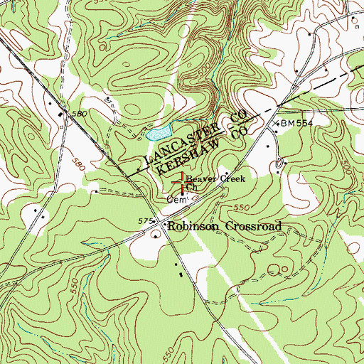 Topographic Map of Beaver Creek Church, SC