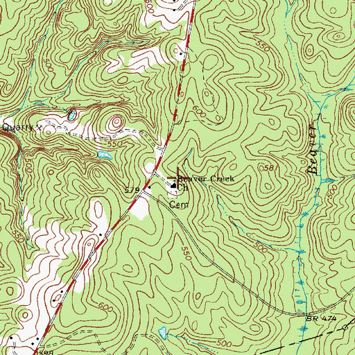 Topographic Map of Beaver Creek Church, SC
