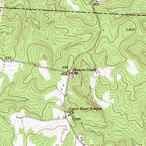 Topographic Map of Beaver Creek Church, SC