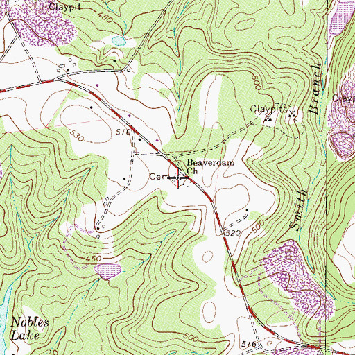 Topographic Map of Beaverdam Baptist Church, SC