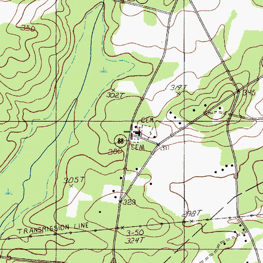 Topographic Map of Beaverdam Church, SC