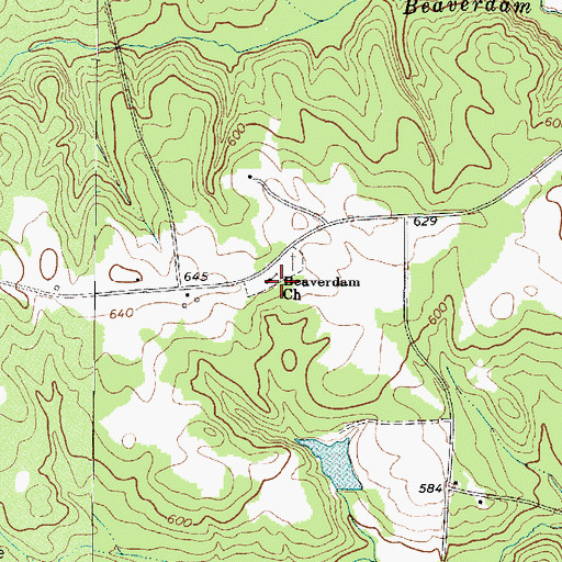 Topographic Map of Beaverdam Church, SC