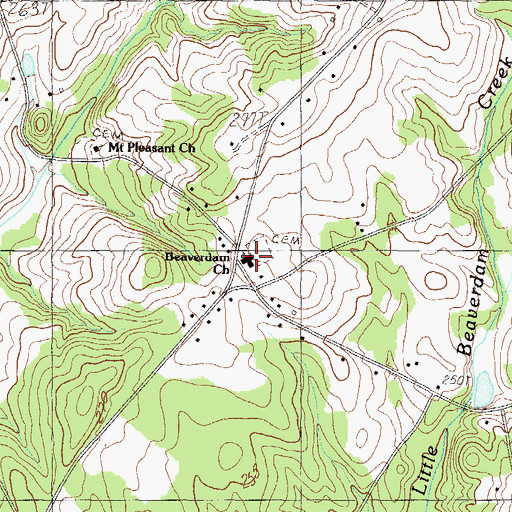 Topographic Map of Beaverdam Church, SC