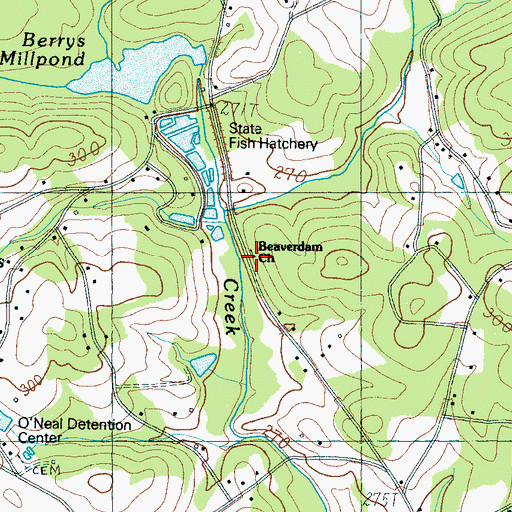 Topographic Map of Beaverdam Church, SC