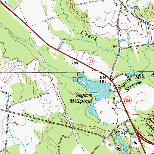 Topographic Map of Beaverdam Creek, SC