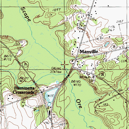 Topographic Map of Beaverdam Creek, SC