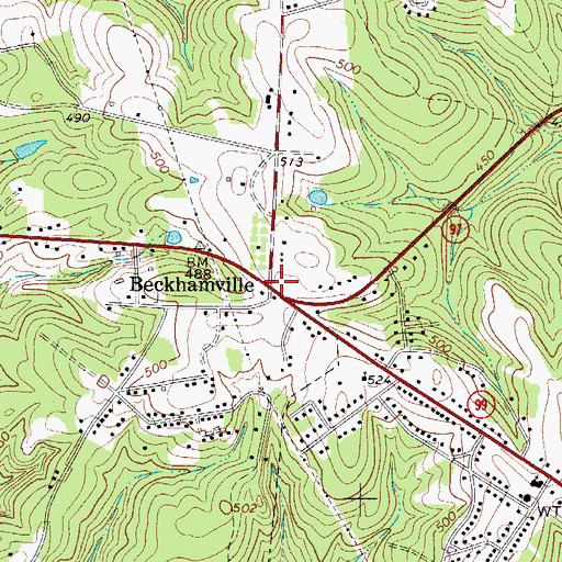 Topographic Map of Beckhamville, SC