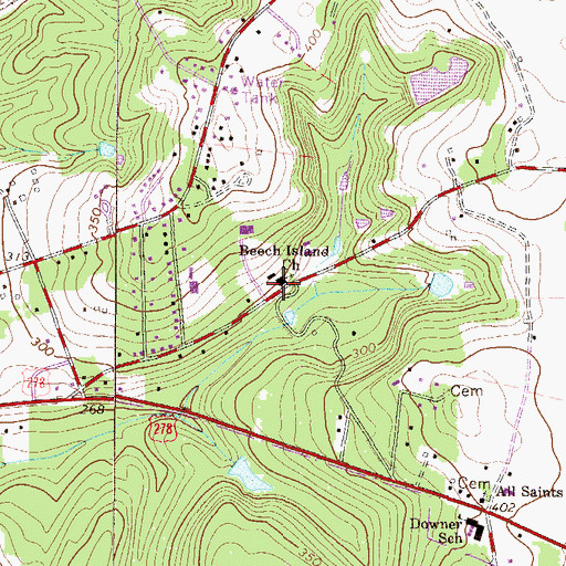 Topographic Map of Beech Island Baptist Church, SC