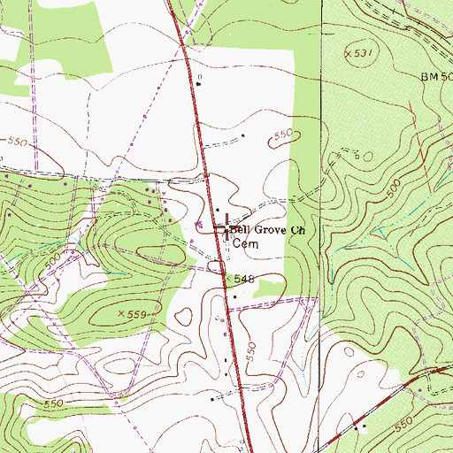 Topographic Map of Bell Grove Baptist Church, SC