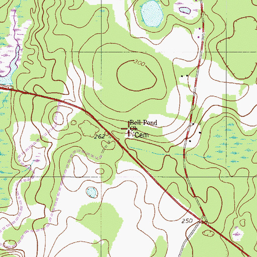 Topographic Map of Bell Pond Baptist Church, SC