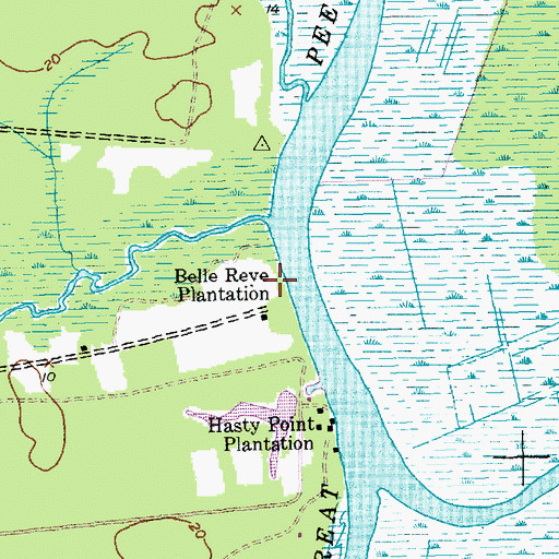 Topographic Map of Belle Reve Plantation, SC
