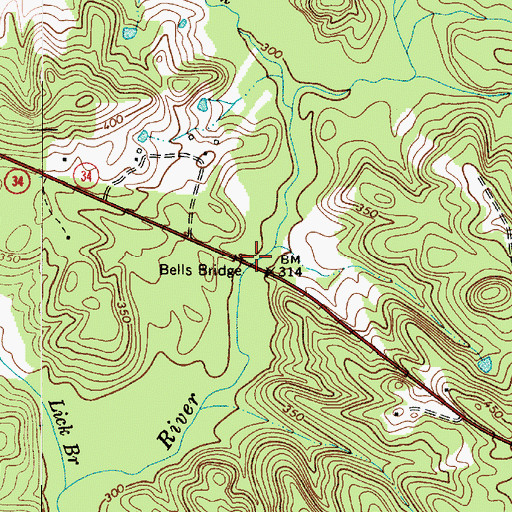 Topographic Map of Bells Bridge, SC