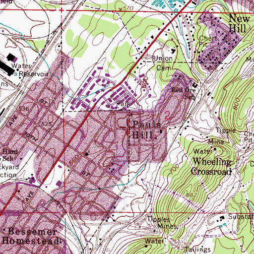 Topographic Map of Pauls Hill, AL