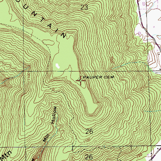 Topographic Map of Pauper Cemetery, AL