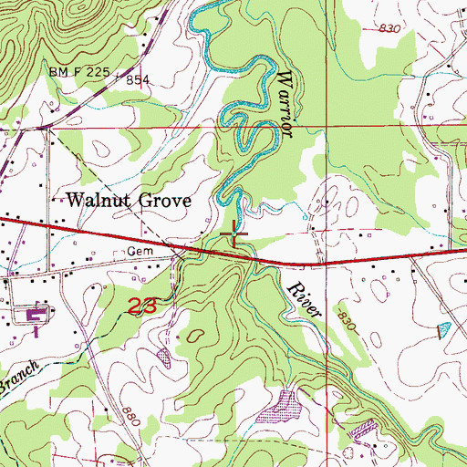 Topographic Map of Payne Branch, AL