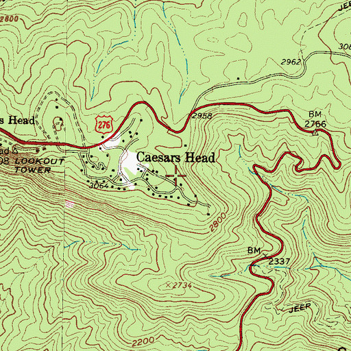 Topographic Map of Caesars Head State Park, SC