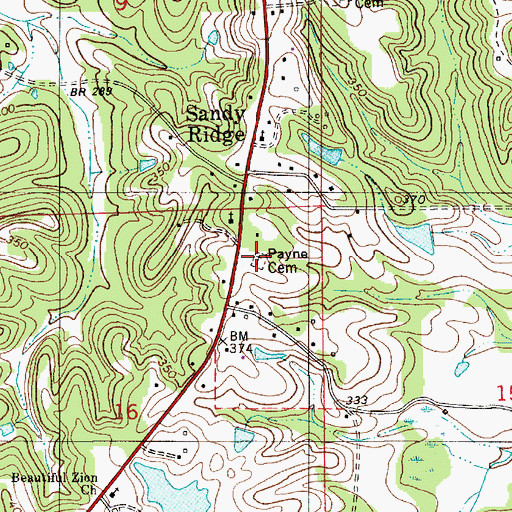Topographic Map of Payne Cemetery, AL