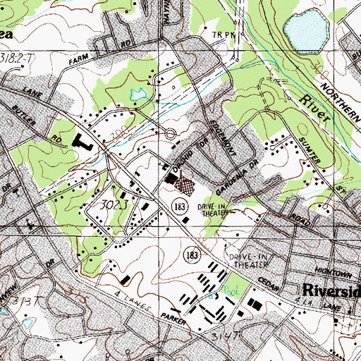 Topographic Map of Cedar Lane Shopping Center, SC
