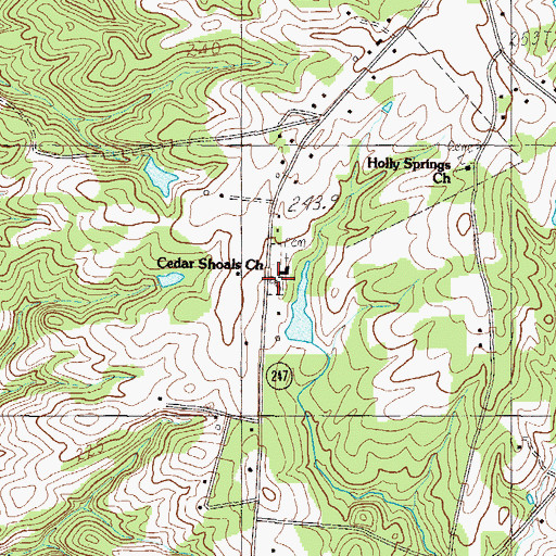 Topographic Map of Cedar Shoals Cemetery, SC