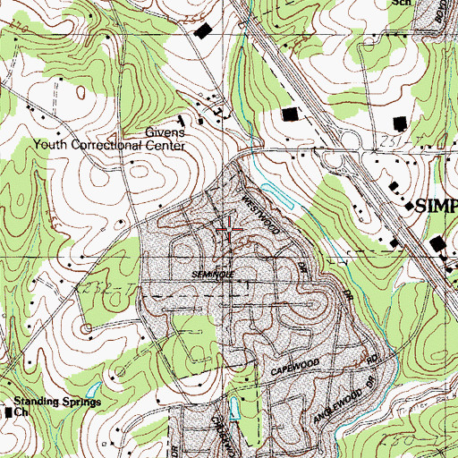 Topographic Map of Cherokee Heights, SC