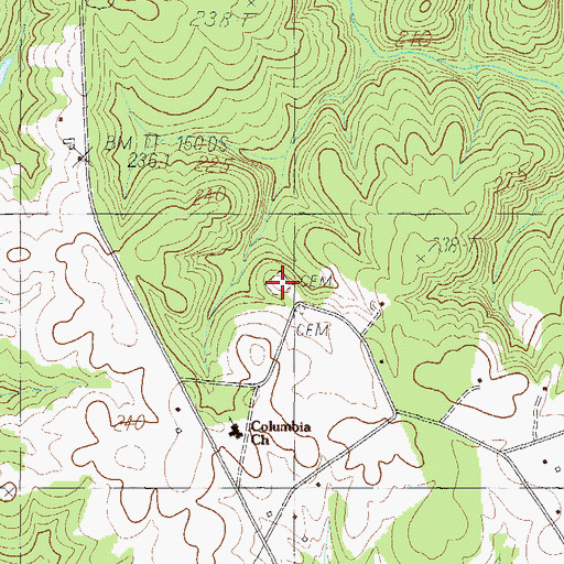 Topographic Map of Columbia Cemetery, SC