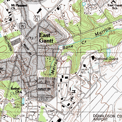 Topographic Map of Donaldson Vocational Center, SC