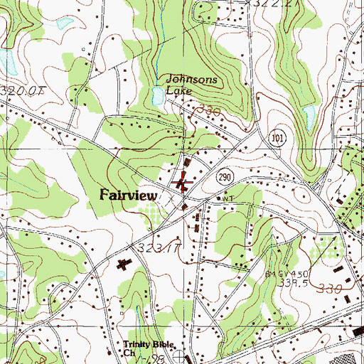 Topographic Map of Fairview Baptist Church, SC