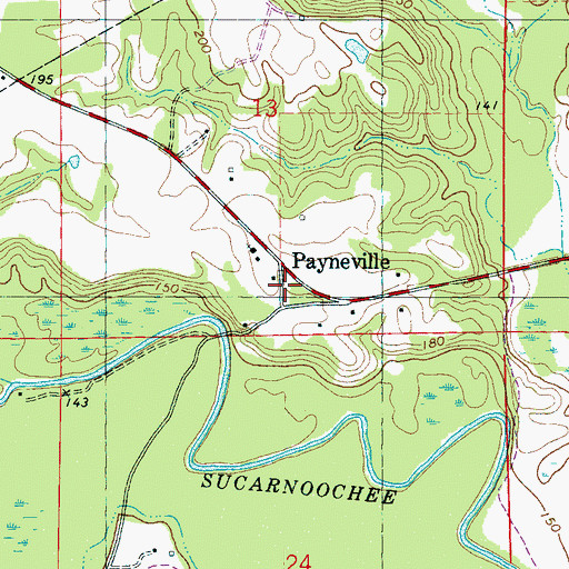 Topographic Map of Payneville, AL