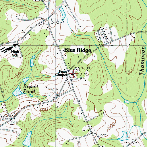 Topographic Map of Fews Chapel Cemetery, SC