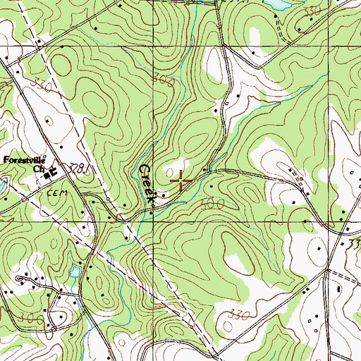 Topographic Map of Forestville Cemetery, SC