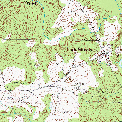Topographic Map of Fork Shoals Baptist Church, SC