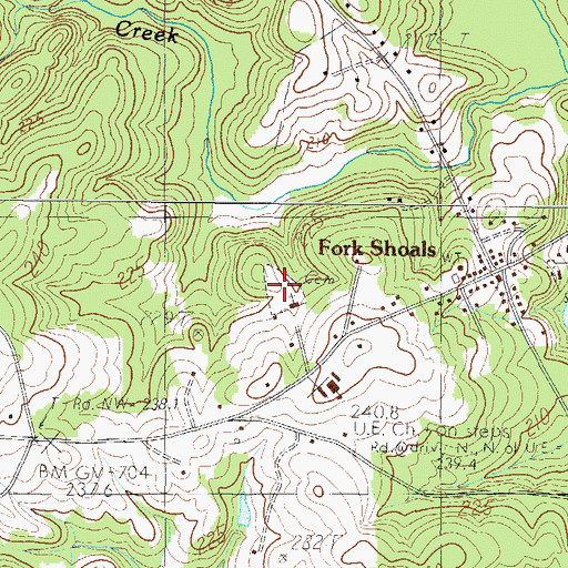 Topographic Map of Fork Shoals Cemetery, SC