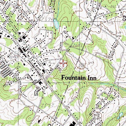 Topographic Map of Fountain Inn Municipal Cemetery, SC