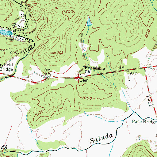 Topographic Map of Friendship Cemetery, SC