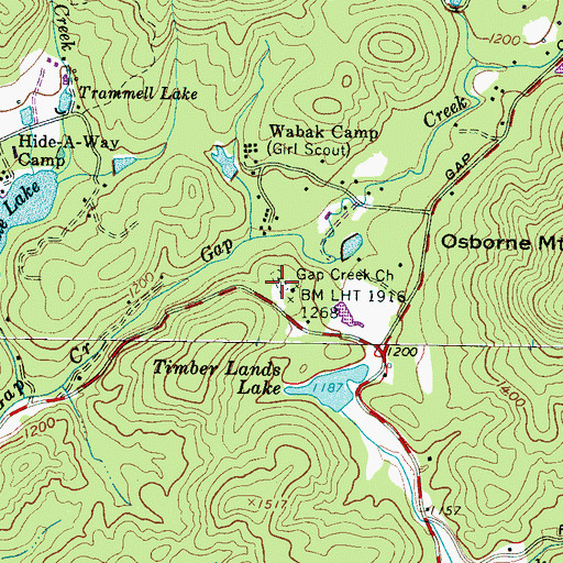 Topographic Map of Gap Creek Cemetery, SC
