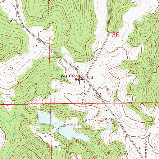 Topographic Map of Pea Creek Church, AL