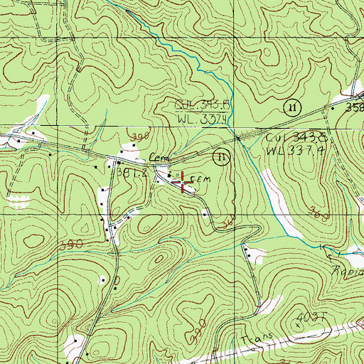 Topographic Map of Glassy Mountain Baptist Church Cemetery, SC