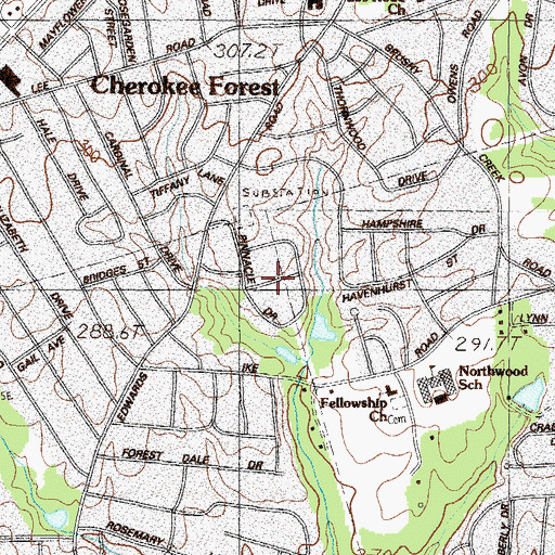 Topographic Map of Green Forest, SC