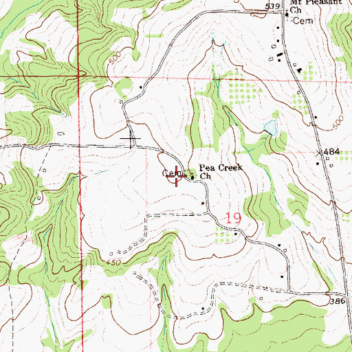 Topographic Map of Pea Creek Church, AL