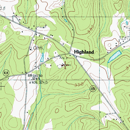 Topographic Map of Highland Church, SC