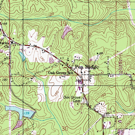 Topographic Map of Pea Ridge, AL