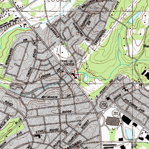 Topographic Map of Hillandale Plaza Shopping Center, SC