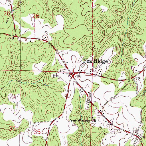 Topographic Map of Pea Ridge, AL