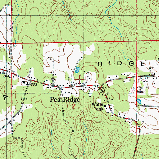 Topographic Map of Pea Ridge, AL