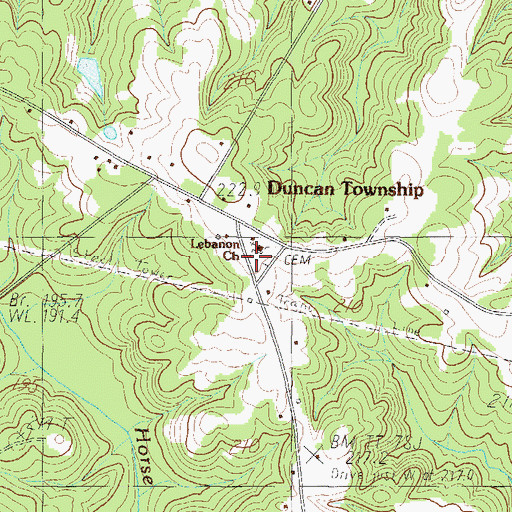 Topographic Map of Lebanon Cemetery, SC