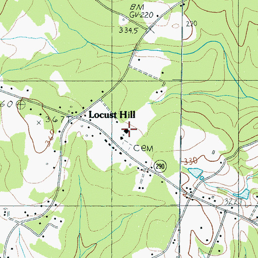 Topographic Map of Locust Hill School (historical), SC