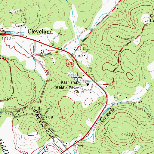 Topographic Map of Middle River Cemetery, SC