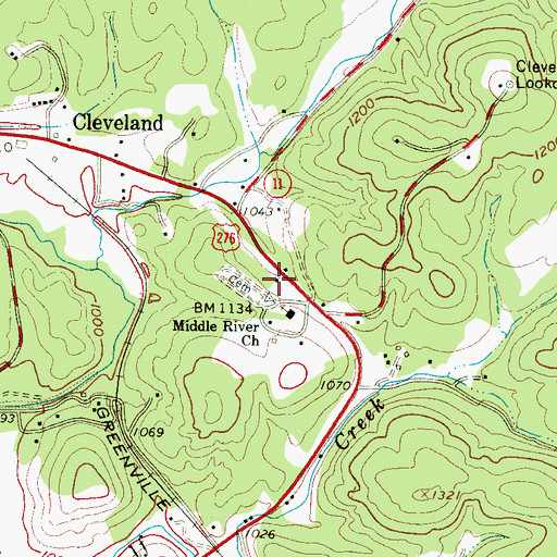 Topographic Map of Middle River School (historical), SC